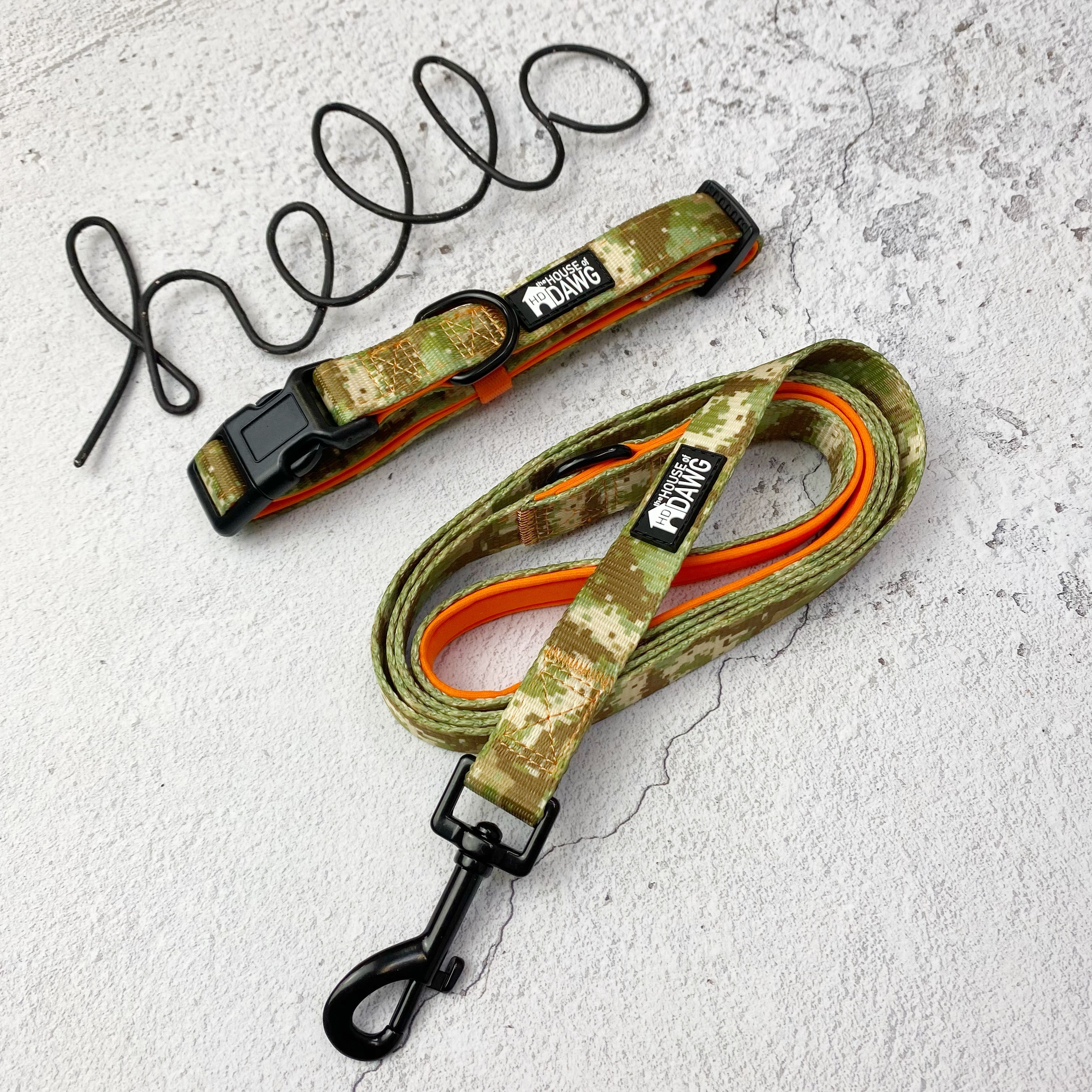 camouflage dog collar and lead